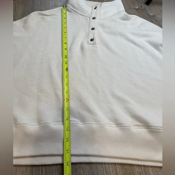 American Eagle Oatmeal Beige Long Sleeve 1/4 Button Front Cropped Sweater Large - Picture 4 of 7